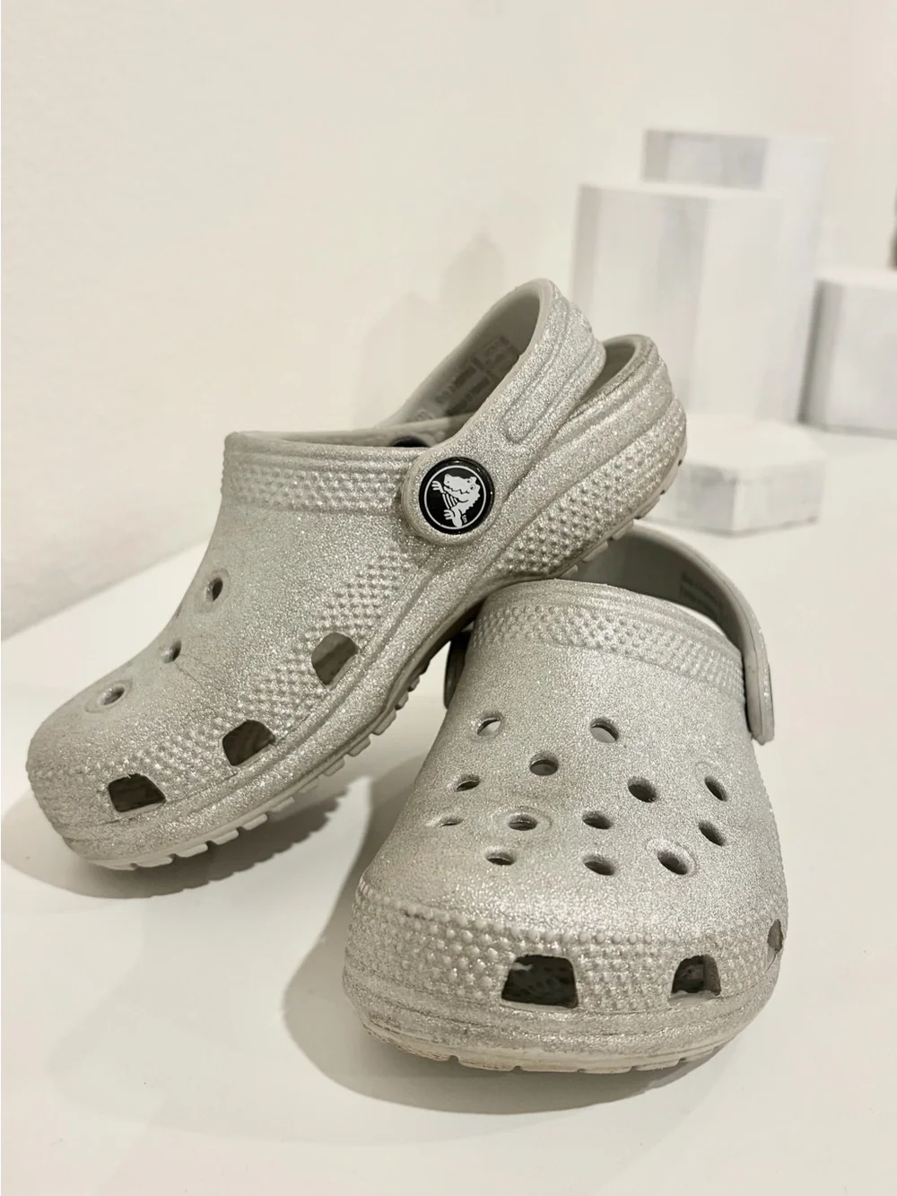 Girls toddler 9 Silver Glitter CROCS